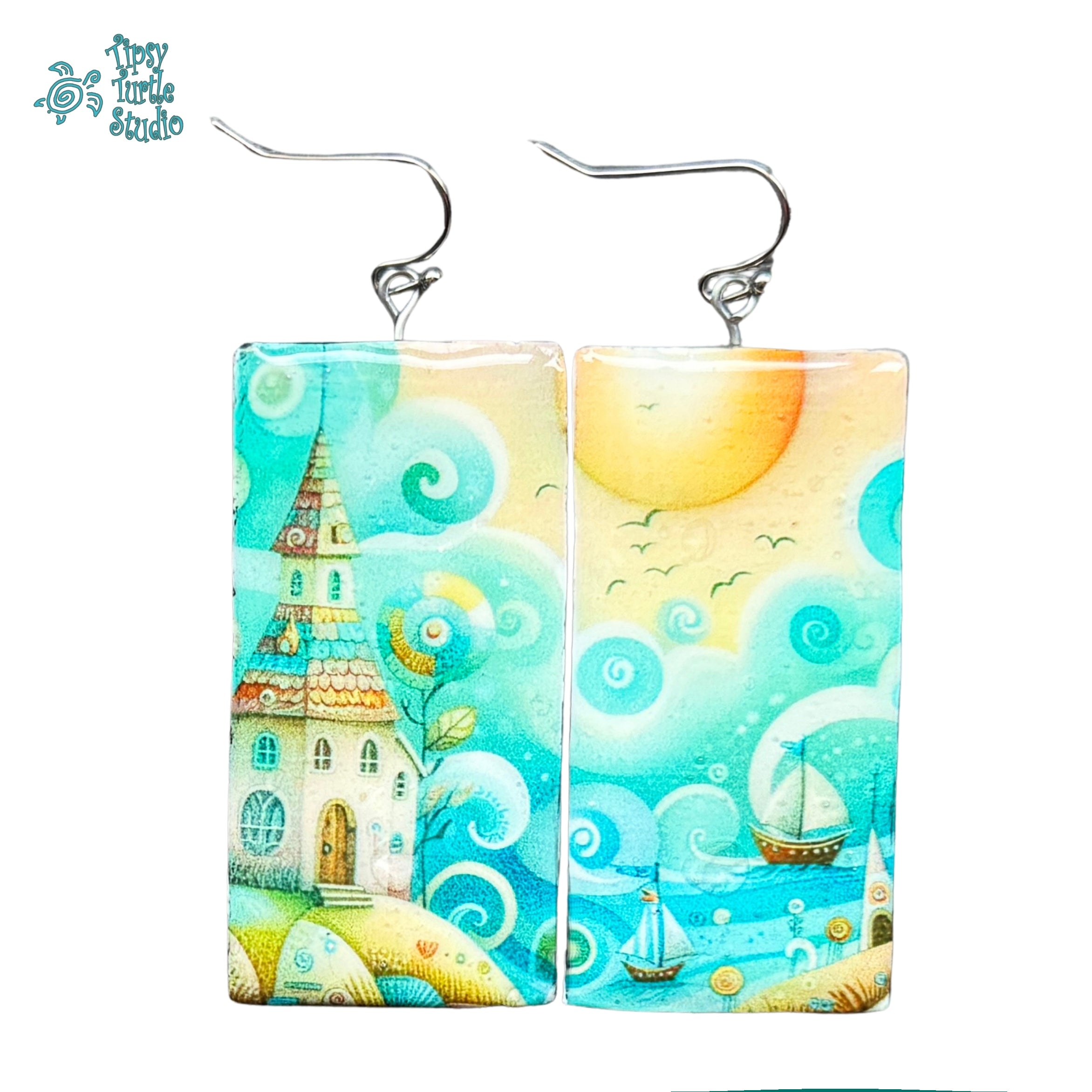 Whimsical Seascape Earrings – Tipsy Turtle Studio