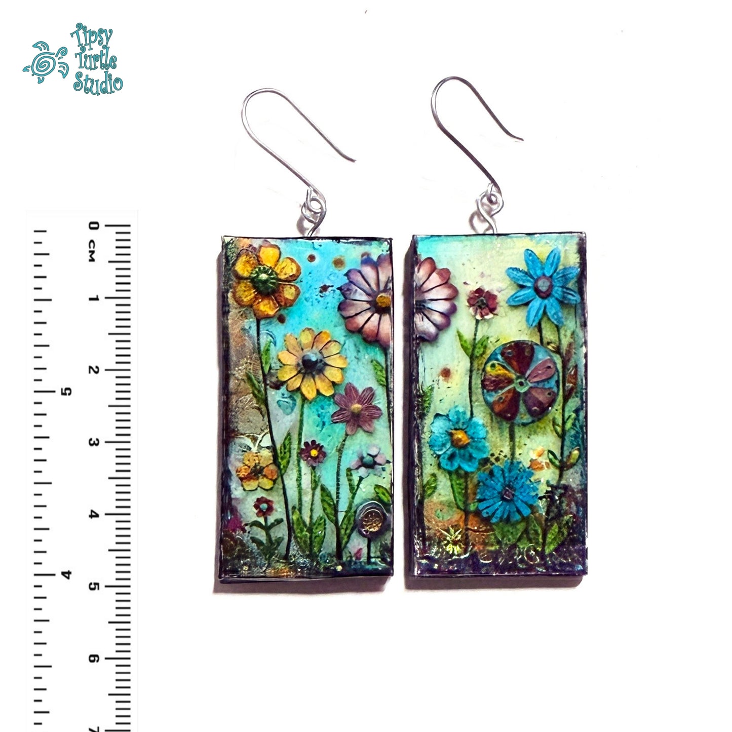 Whimsical Mixed Media Flowers Earrings