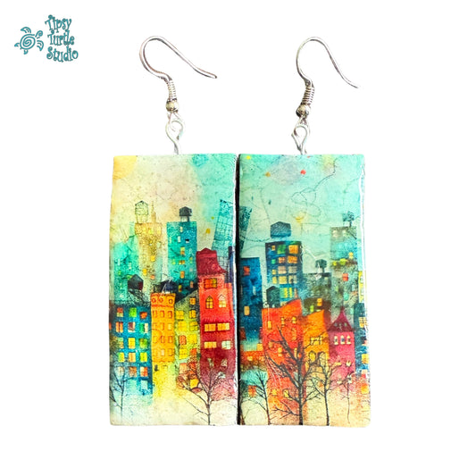 Colorful Cityscape Earrings