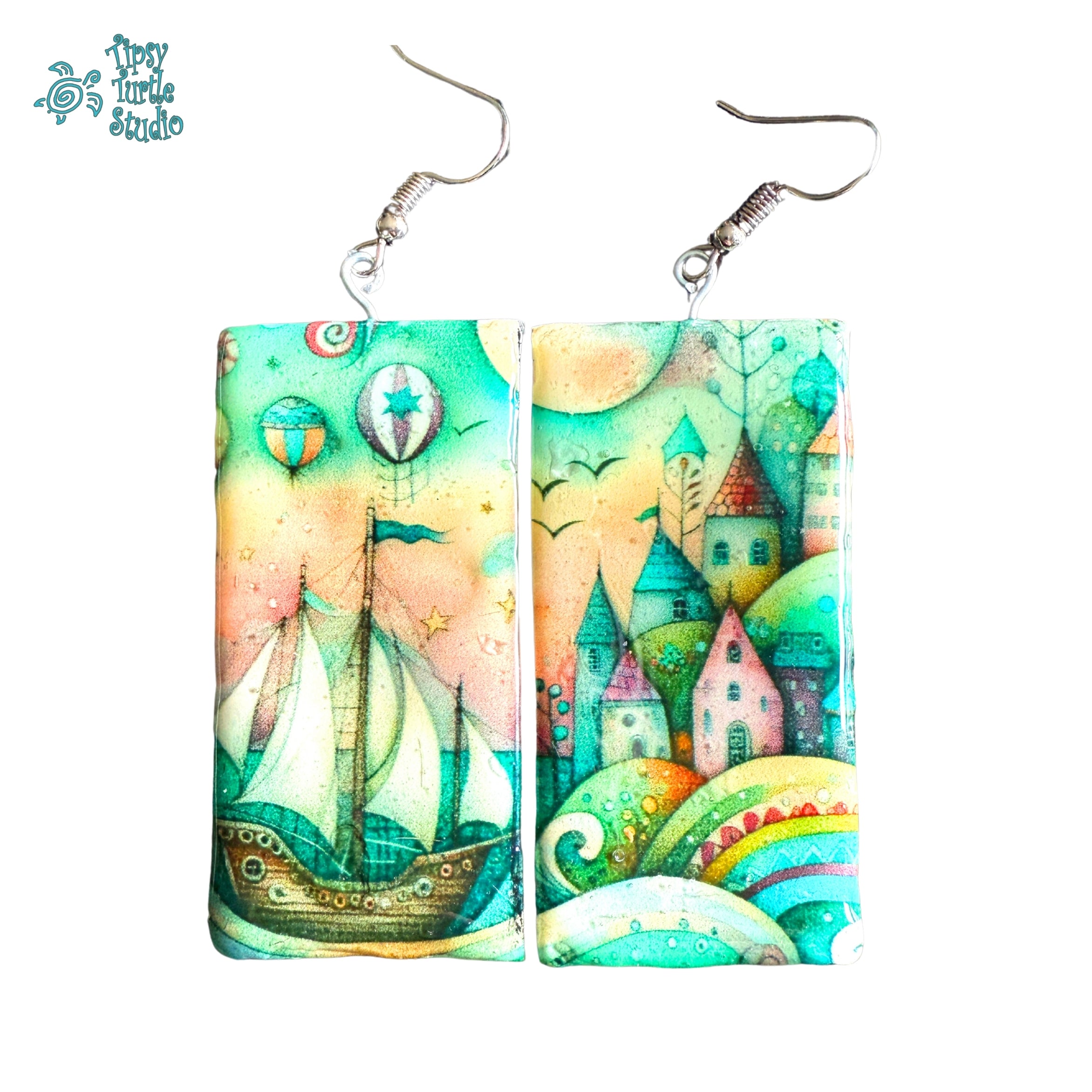 Whimsical Seascape Earrings – Tipsy Turtle Studio