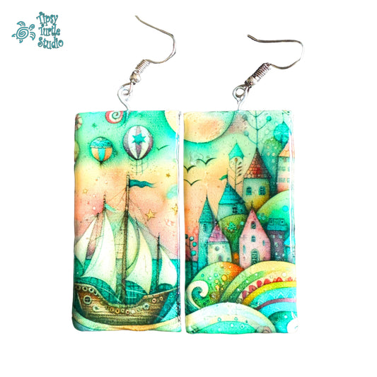 Whimsical Seascape Earrings