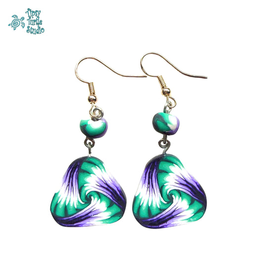 Green & Purple Abstract Dangle Earrings