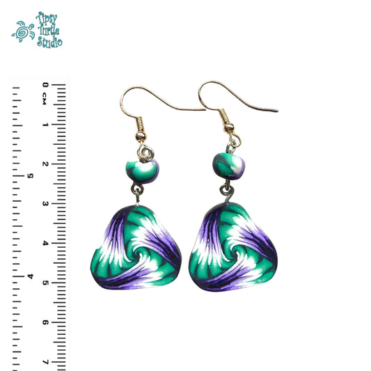 Green & Purple Abstract Dangle Earrings